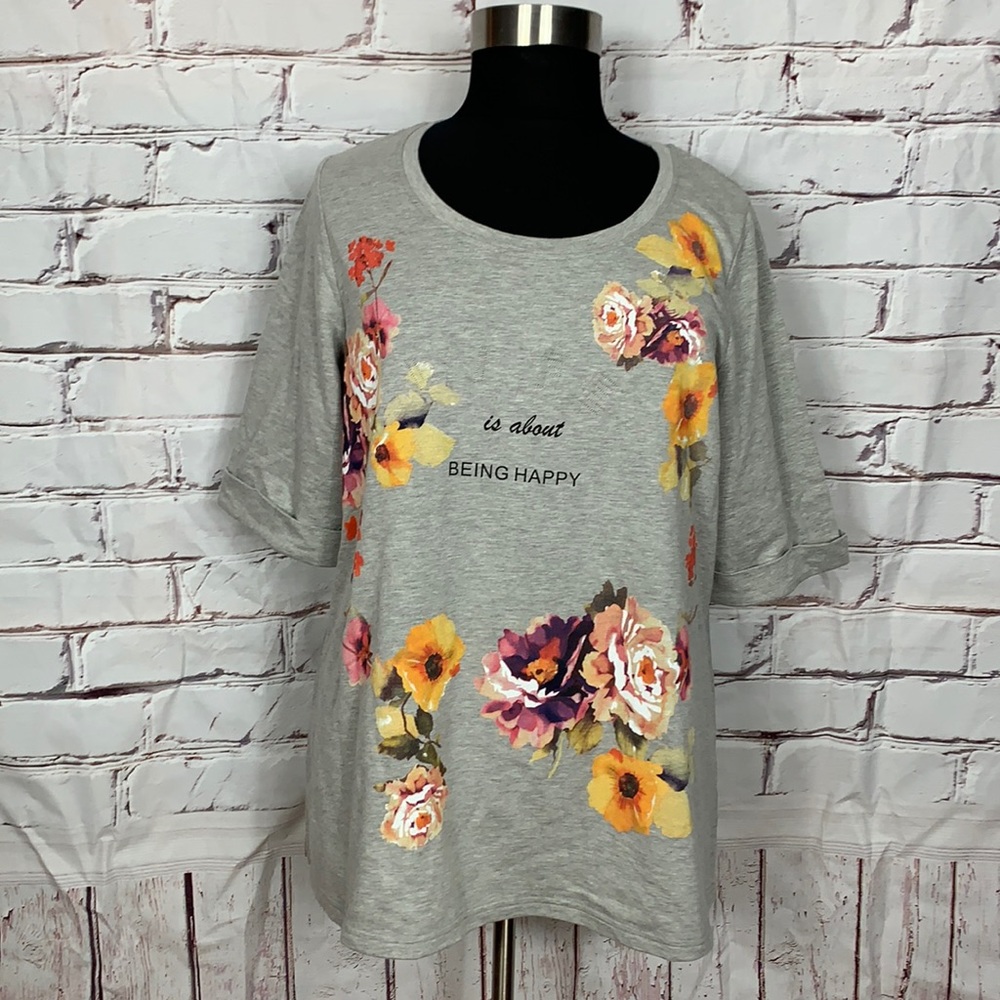 Elbow sleeve screen print French Terry Tunic sz 18/20